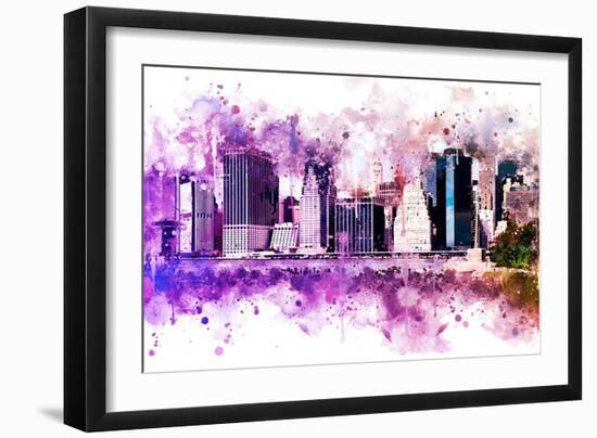 NYC Watercolor Collection - Purple Skyline-Philippe Hugonnard-Framed Art Print