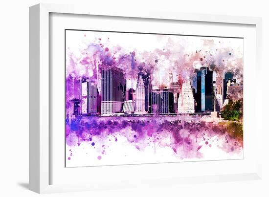 NYC Watercolor Collection - Purple Skyline-Philippe Hugonnard-Framed Art Print