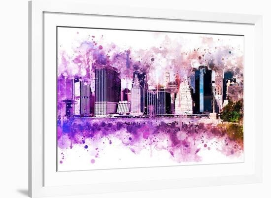 NYC Watercolor Collection - Purple Skyline-Philippe Hugonnard-Framed Art Print