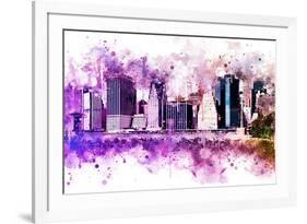 NYC Watercolor Collection - Purple Skyline-Philippe Hugonnard-Framed Art Print