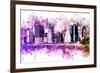 NYC Watercolor Collection - Purple Skyline-Philippe Hugonnard-Framed Art Print