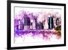 NYC Watercolor Collection - Purple Skyline-Philippe Hugonnard-Framed Art Print
