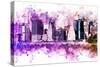 NYC Watercolor Collection - Purple Skyline-Philippe Hugonnard-Stretched Canvas