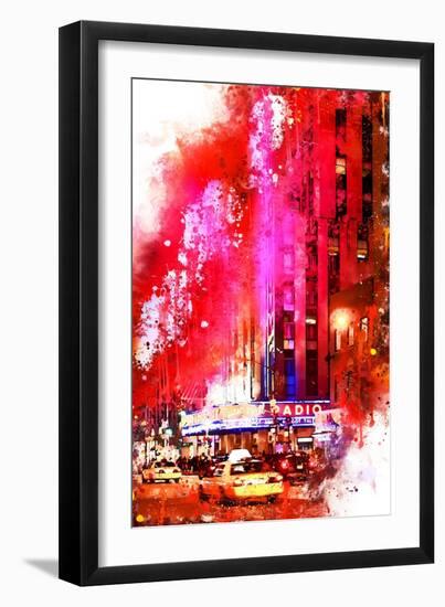 NYC Watercolor Collection - Radio City Music Hall-Philippe Hugonnard-Framed Art Print