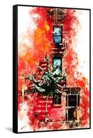 NYC Watercolor Collection - Red Facade-Philippe Hugonnard-Framed Stretched Canvas