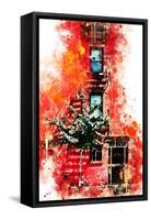 NYC Watercolor Collection - Red Facade-Philippe Hugonnard-Framed Stretched Canvas