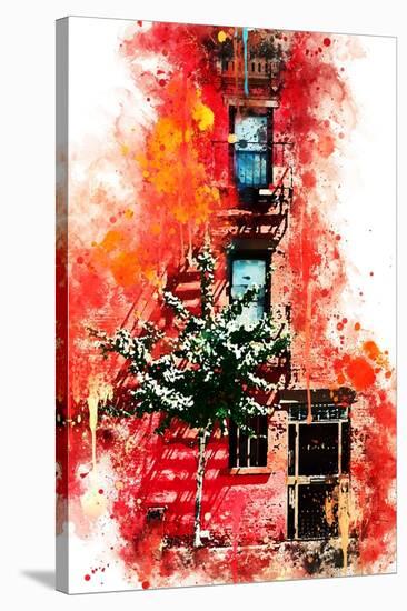 NYC Watercolor Collection - Red Facade-Philippe Hugonnard-Stretched Canvas