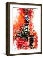 NYC Watercolor Collection - Red Facade-Philippe Hugonnard-Framed Art Print