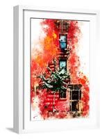 NYC Watercolor Collection - Red Facade-Philippe Hugonnard-Framed Art Print