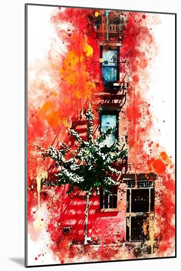 NYC Watercolor Collection - Red Facade-Philippe Hugonnard-Mounted Art Print