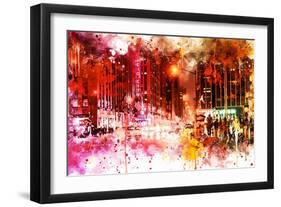 NYC Watercolor Collection - Red Night-Philippe Hugonnard-Framed Premium Giclee Print