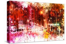 NYC Watercolor Collection - Red Night-Philippe Hugonnard-Stretched Canvas