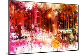 NYC Watercolor Collection - Red Night-Philippe Hugonnard-Mounted Art Print