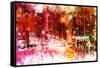 NYC Watercolor Collection - Red Night-Philippe Hugonnard-Framed Stretched Canvas