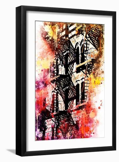 NYC Watercolor Collection - Stairs Shadows-Philippe Hugonnard-Framed Art Print