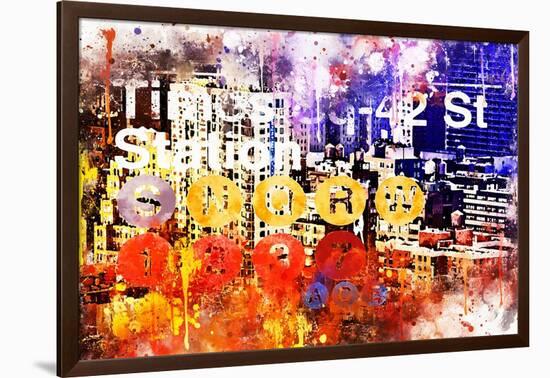 NYC Watercolor Collection - Subway 42 Street-Philippe Hugonnard-Framed Art Print