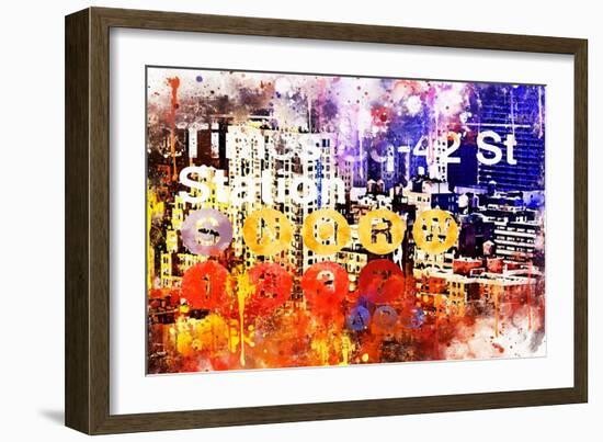 NYC Watercolor Collection - Subway 42 Street-Philippe Hugonnard-Framed Art Print