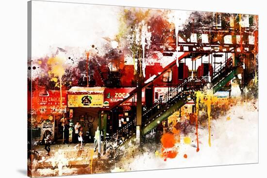 NYC Watercolor Collection - Subway Brooklyn-Philippe Hugonnard-Stretched Canvas