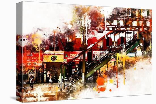 NYC Watercolor Collection - Subway Brooklyn-Philippe Hugonnard-Stretched Canvas