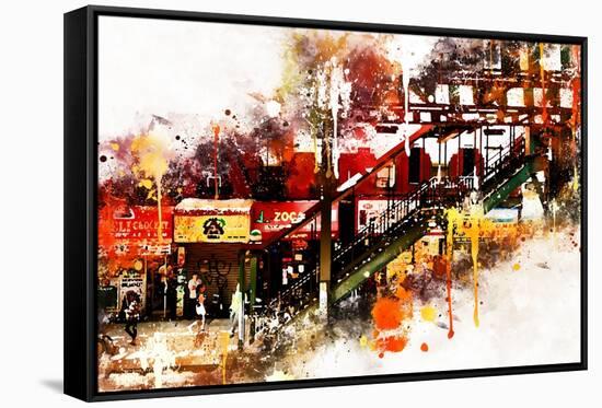 NYC Watercolor Collection - Subway Brooklyn-Philippe Hugonnard-Framed Stretched Canvas