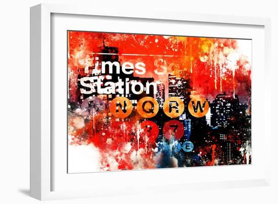 NYC Watercolor Collection - Subway Red Night-Philippe Hugonnard-Framed Premium Giclee Print