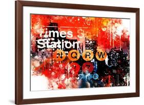 NYC Watercolor Collection - Subway Red Night-Philippe Hugonnard-Framed Art Print