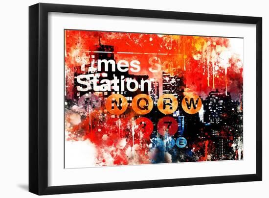 NYC Watercolor Collection - Subway Red Night-Philippe Hugonnard-Framed Art Print