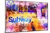 NYC Watercolor Collection - Subway Station-Philippe Hugonnard-Mounted Premium Giclee Print