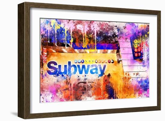 NYC Watercolor Collection - Subway Station-Philippe Hugonnard-Framed Art Print