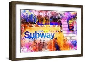 NYC Watercolor Collection - Subway Station-Philippe Hugonnard-Framed Art Print