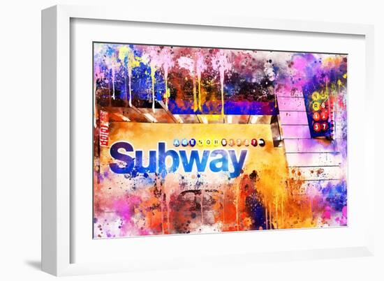 NYC Watercolor Collection - Subway Station-Philippe Hugonnard-Framed Art Print