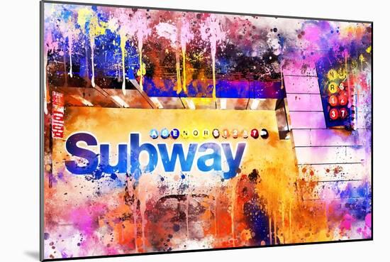 NYC Watercolor Collection - Subway Station-Philippe Hugonnard-Mounted Art Print