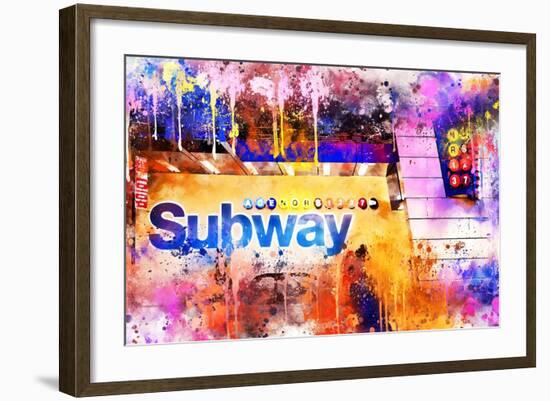 NYC Watercolor Collection - Subway Station-Philippe Hugonnard-Framed Art Print