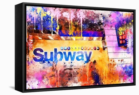 NYC Watercolor Collection - Subway Station-Philippe Hugonnard-Framed Stretched Canvas