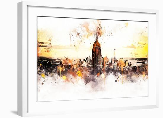 NYC Watercolor Collection - Sunset Skyline-Philippe Hugonnard-Framed Art Print