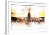 NYC Watercolor Collection - Sunset Skyline-Philippe Hugonnard-Framed Art Print