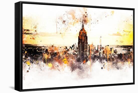 NYC Watercolor Collection - Sunset Skyline-Philippe Hugonnard-Framed Stretched Canvas