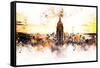 NYC Watercolor Collection - Sunset Skyline-Philippe Hugonnard-Framed Stretched Canvas