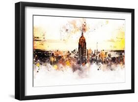 NYC Watercolor Collection - Sunset Skyline-Philippe Hugonnard-Framed Premium Giclee Print