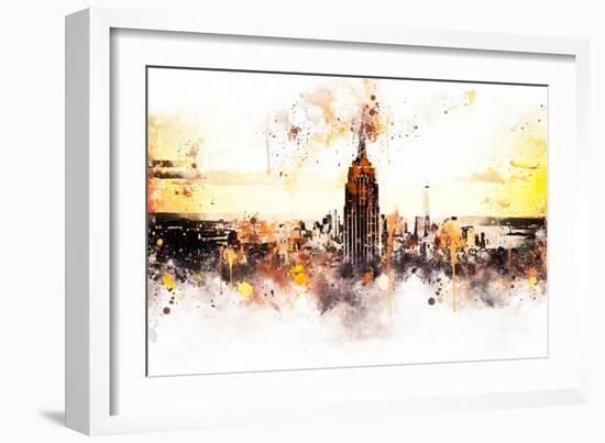 NYC Watercolor Collection - Sunset Skyline-Philippe Hugonnard-Framed Premium Giclee Print