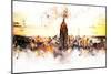 NYC Watercolor Collection - Sunset Skyline-Philippe Hugonnard-Mounted Premium Giclee Print