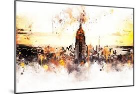 NYC Watercolor Collection - Sunset Skyline-Philippe Hugonnard-Mounted Premium Giclee Print