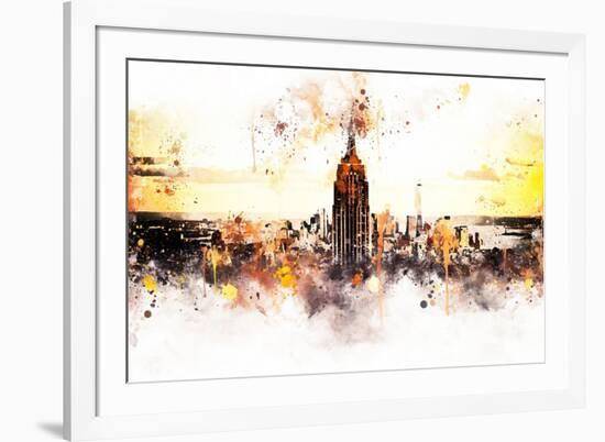 NYC Watercolor Collection - Sunset Skyline-Philippe Hugonnard-Framed Art Print