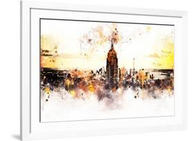 NYC Watercolor Collection - Sunset Skyline-Philippe Hugonnard-Framed Art Print