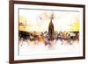 NYC Watercolor Collection - Sunset Skyline-Philippe Hugonnard-Framed Art Print