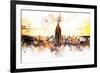 NYC Watercolor Collection - Sunset Skyline-Philippe Hugonnard-Framed Art Print