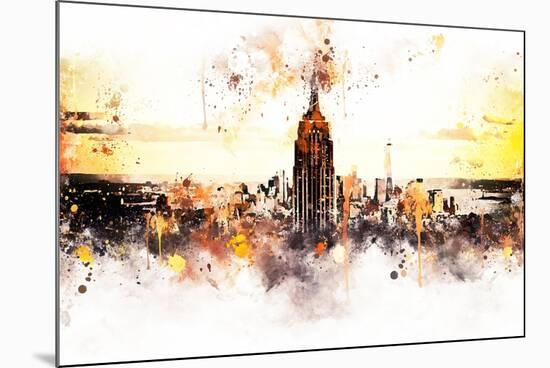 NYC Watercolor Collection - Sunset Skyline-Philippe Hugonnard-Mounted Art Print