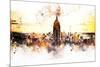 NYC Watercolor Collection - Sunset Skyline-Philippe Hugonnard-Mounted Art Print