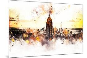 NYC Watercolor Collection - Sunset Skyline-Philippe Hugonnard-Mounted Art Print