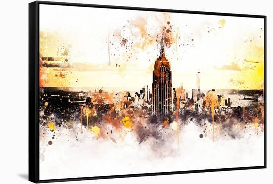 NYC Watercolor Collection - Sunset Skyline-Philippe Hugonnard-Framed Stretched Canvas